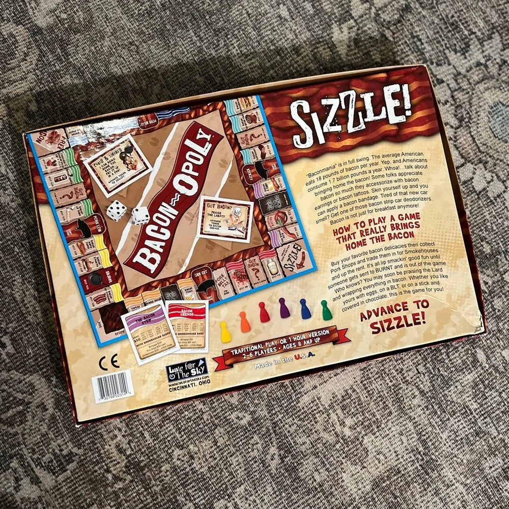 Bacon-opoly board game EUC